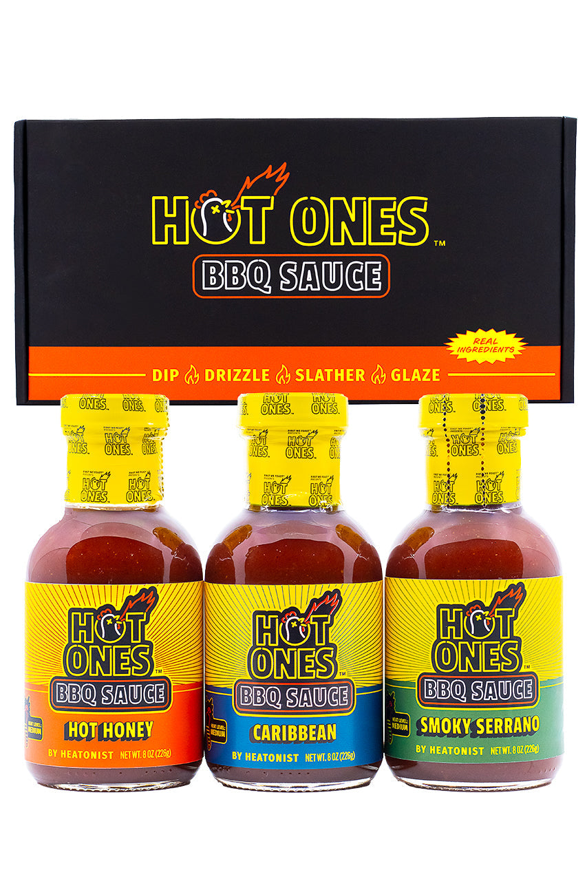Hot Ones BBQ Trio Pack (Hot Honey / Caribbean / Smoked Serrano) T7